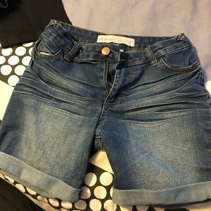 2 pairs of blue denim shorts